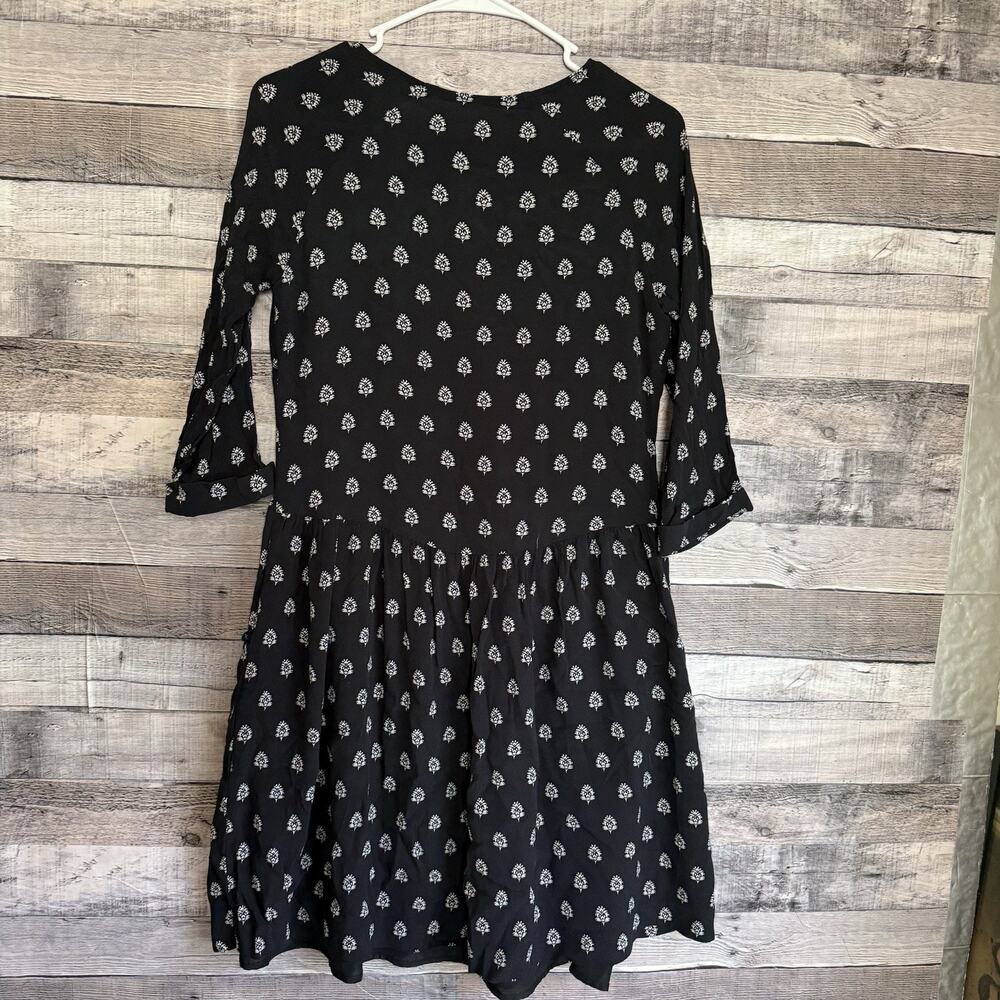 Garnet Hill Floral V-Neck Dress Cottagecore Boho Scandi Neutral Career Office 02 - Picture 2 of 10